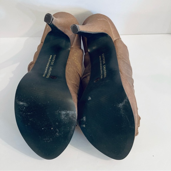 1” Platform Metallic Brown 'Haylie' Chiffon Ruffle Heels Sz 8.5 Chinese Laundry - Picture 7 of 14